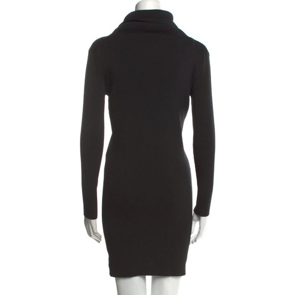 New Celine oversized funnel neck turtleneck ribbed fitted sweater mini dress - Picture 3 of 16